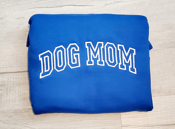 DOG MOM EMBROIDERED CREWNECK SWEATSHIRT