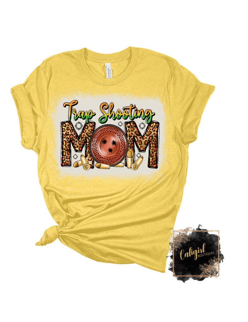 TRAP SHOOTING MOM BLEACHED TSHIRT